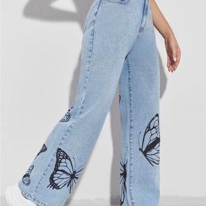 Shein high waisted butterfly design jeans size 4